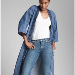 NWT gap embroidered denim kimono duster jacket